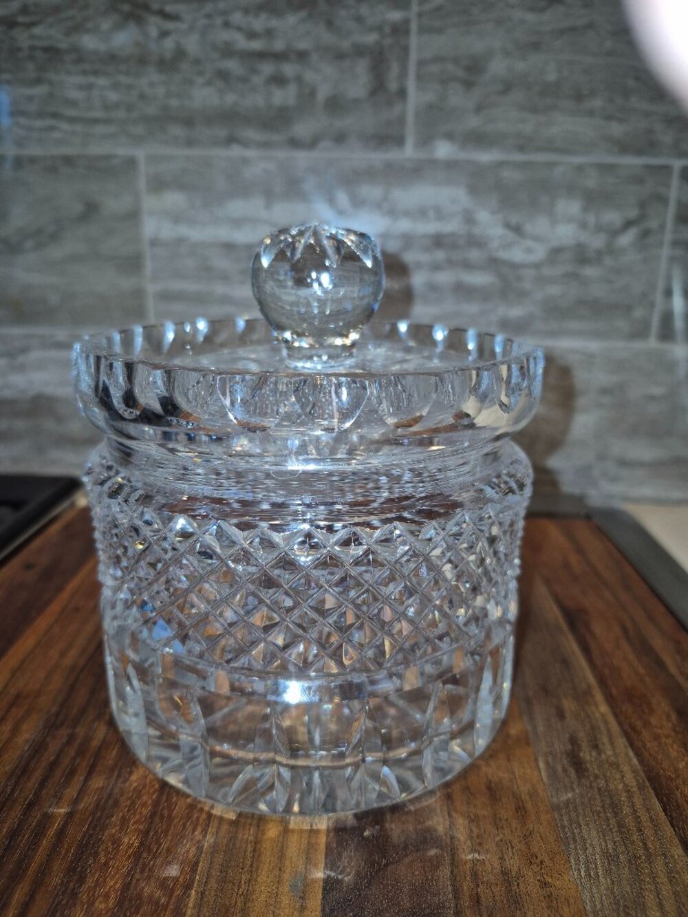 Waterford Crystal Lismore Biscuit Barrel Cookie Jar 7" Tall